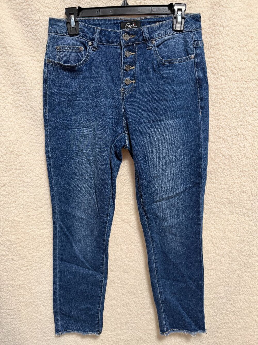 EARL JEANS Stretchy Skinny Ankle Cropped Button Fly Denim Size 8P 8 Petite EUC